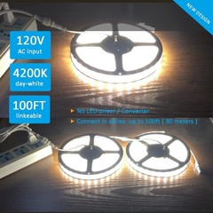 120V Dimmable LED Strip Lights 4200K Daylight, Work with Smart Plug,110V Dimm…