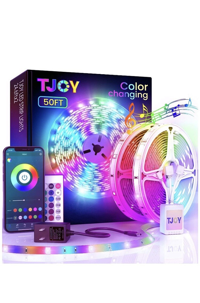 50ft Bluetooth LED Strip Lights, Music Sync 5050 LED Light Strip RGB Color