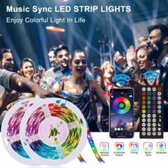 65ft 50ft Smart Bluetooth 5050 LED Strip Lights Phone Remote Color Changing Kits