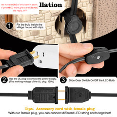 Upgraded Lighting System, 7.2Ft Black Accessory Cord with 1LED C7 cord