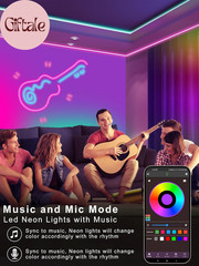100Ft LED Neon Rope Lights with App and Remote Control, IP65 Waterproof Neon Str
