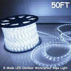 🔥 50 FT Cool White Thick LED Rope Light Accent Indoor Outdoor Waterproof Rope
