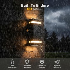 Tesjaso Dusk To Dawn Outdoor Wall Light Modern Up Down Led Wall Sconce Aluminum