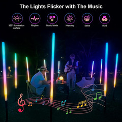 2 Pack 4Ft RGB Tube Light with Stand, 5000Mah Battery Light Tube, 500 Lighting M