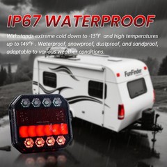 Magnetic Wireless Trailer Lights Kit, IP67 Waterproof Cordless LED Tow Lights W/