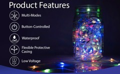 Flexi Ribbon LED String Lights 33ft 100 LEDs 8 Modes w/6H Timer Waterproof