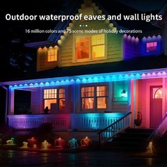 30M RGBIC Smart Eaves Lights Outdoor IP67 Waterproof APP Remote Roof House Decor