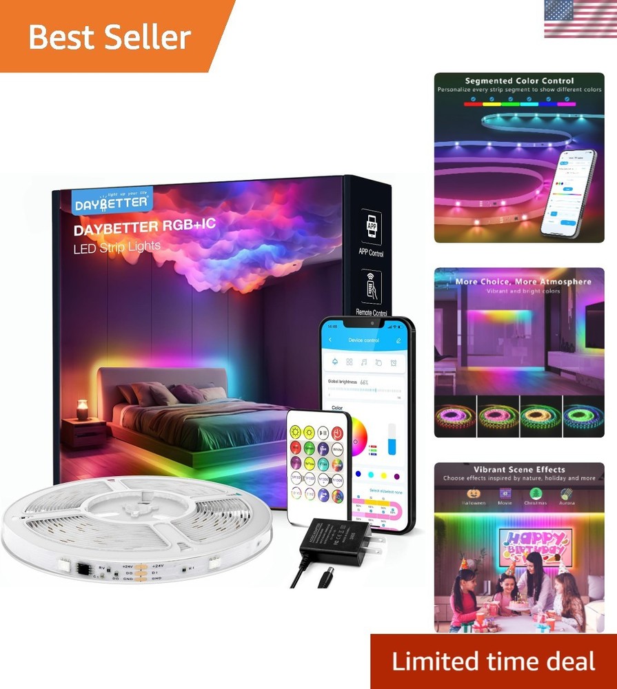 16.4ft BGRIC LED Strip Lights – Music Sync & Color Changing for Vibrant Events