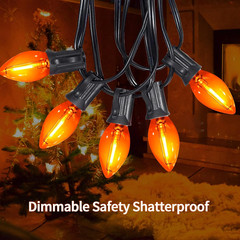 25FT C7 Orange LED Halloween String Lights, Waterproof Outdoor | Shatterproof, C
