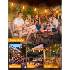 Dimmable 25ft Outdoor String Lights LED Waterproof Shatterproof Energy Saving US
