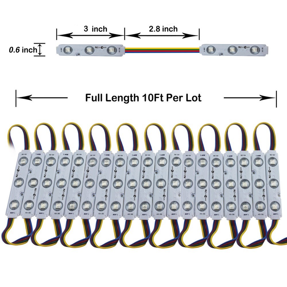 10-100FT Waterproof 5050 SMD 3 LED Module Lights Store Front Window Sign Lamp