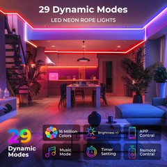 100FT LED Neon Rope Lights, Flexible Led Rope Lights Control with App/Remote,…