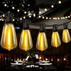 Outdoor Led String Light Plug in 50FT LED Lights with 25 Bulbs ST38 Shatterproof