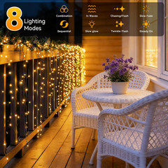 Solar String Lights Outdoor Waterproof 2 Pack Total 66Ft 200LED 8 Modes Twinkle