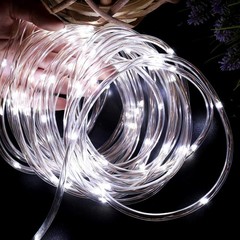 Cuerda de luces con enchufe y tubo pequeño, tamaño lápiz de 6 mm, 100 luces LED
