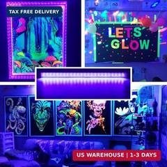 Black Light Bar 10W UV Blacklight Strip for Glow Party: 1ft USB Portable LED Par