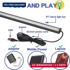 Black Light Bar 10W UV Blacklight Strip for Glow Party: 1ft USB Portable LED Par