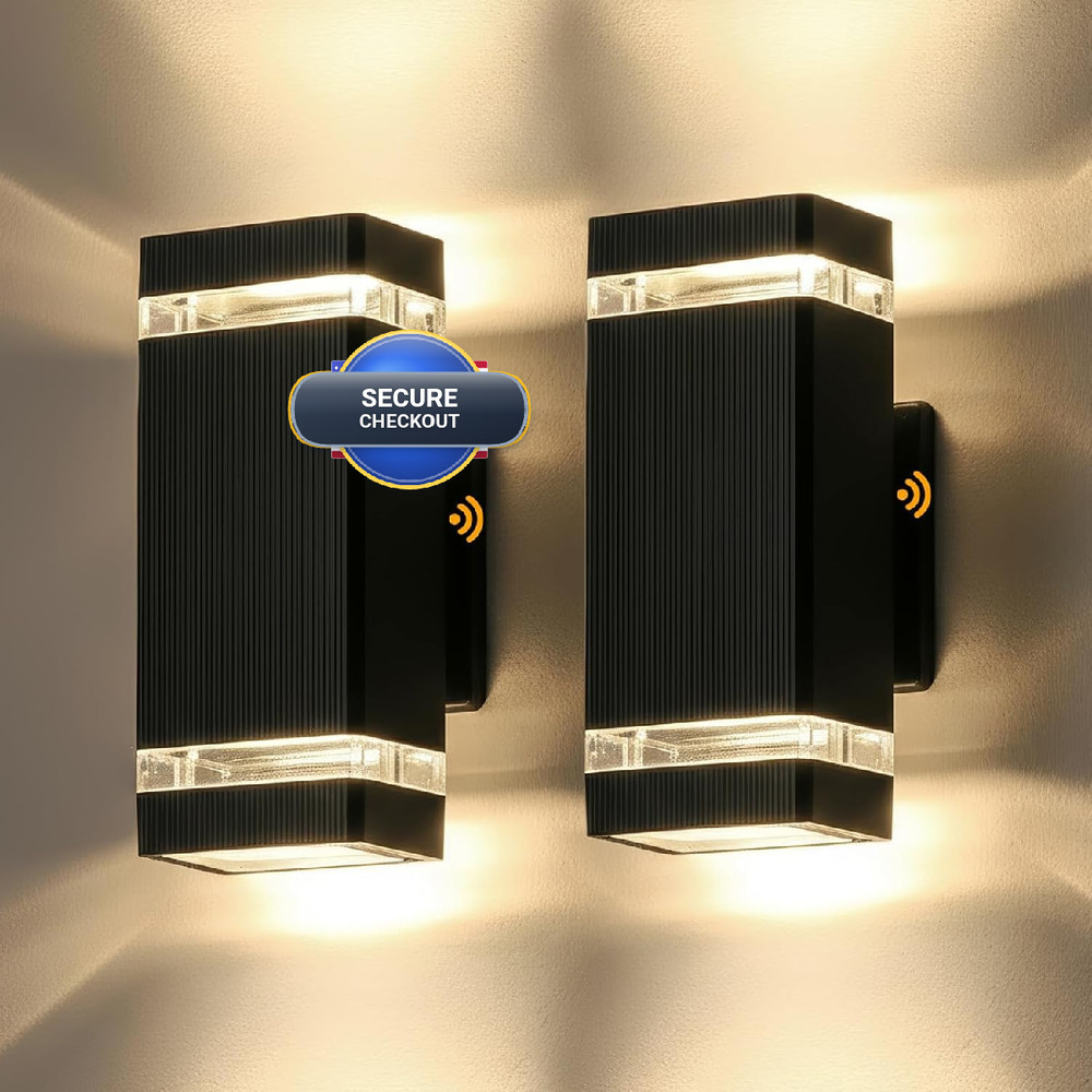 Tesjaso Dusk To Dawn Outdoor Wall Light Modern Up Down Led Wall Sconce Aluminum