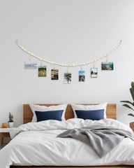 2 Pack 4 Ft Photo String with Clips, Boho Wooden Bead Garland Picture String