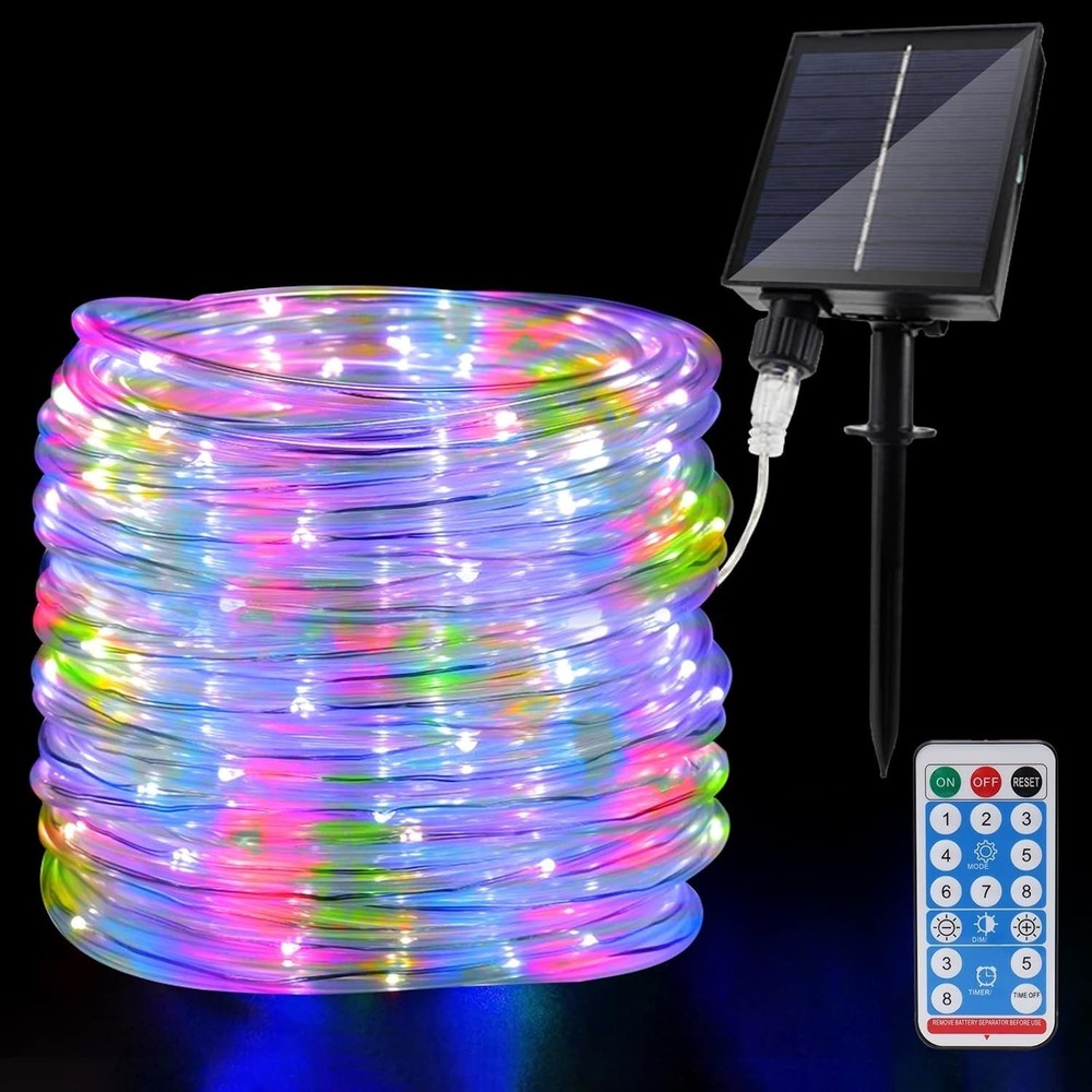 Solar Rope Lights 32M 105FT LED String Lights 8 Modes Waterproof PVC Tube Fairy