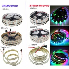 WS2812B 5V 5050 RGB LED Strip 1-5M 30 60 144 150 300 Leds Individual Addressable