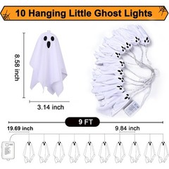 9FT Battery Powered Halloween Decoration Ghost Garland Lights Banner Party Decor