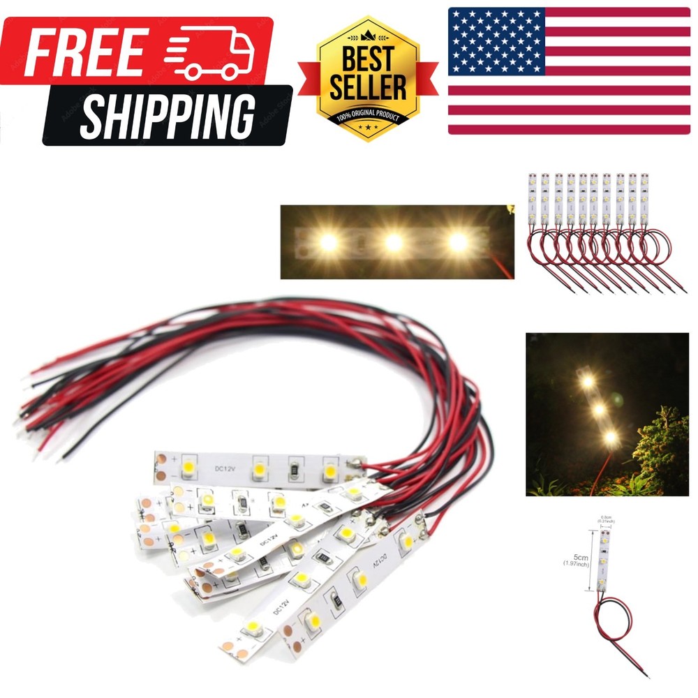 Self-Adhesive 10-Piece LED Strip Lights – Perfect for Miniature Illumination