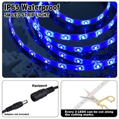 12V LED Light Strip IP65 Waterproof Blue LED Strip Lights 16.4ft/5m Cuttable …