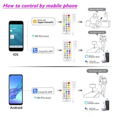 Apple HomeKit 40M 30M 20M 10M 60LEDs/M WiFi Music LED RGB Strip Light w/ 12V PSU
