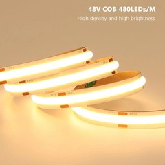 98.4FT 48V COB LED Strip Super Bright 480leds/m Flexible Tape Cabinet Home Light