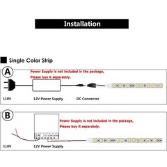 16FT 5050 SMD LED Strip Lights 300 LEDs DC 12V Super Bright Cool White 6000K