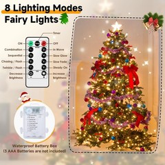 4 Pack Battery Fairy Lights with Remote, 160FT 480LED, Warm White
