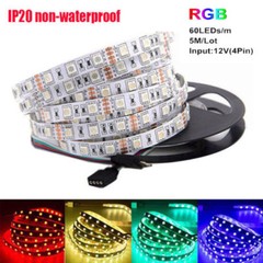 DC 12V 5050 16.4Ft RGB LED Strip 60LEDs/m Flexible LED Light LED Strip 5m/roll