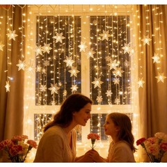 96 LED Snowflake Curtain Lights USB 8 Mode Cozy Kids Bedroom Valentine Decor