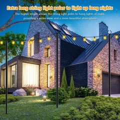 10ft 4 Pack Metal String Light Poles With 3 Prong Base For Outdoor Patio Decor