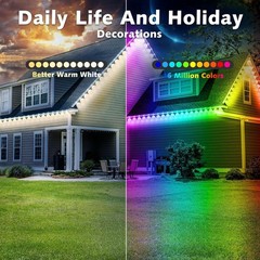 150FT RGB Outdoor Waterproof Lights with App Remote Music Sync for Holiday Chris