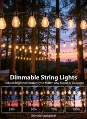 50FT Outdoor String Lights with 20+1 S11 LED Bulbs, Waterproof Dimmable Patio…