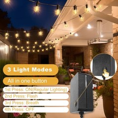 49FT Outdoor String Lights Dimmable Remote IP65 Waterproof Christmas Lights