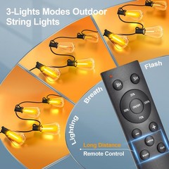 Outdoor String Led Patio Lights – 50Ft 15M Outside Waterproof Light With Remo…