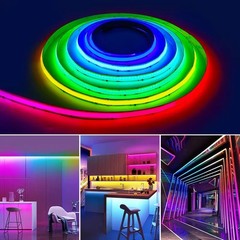 32.8ft RGBIC COB LED Strip Light Addressable WS2811 12V 24V LED Strip 720LEDS/M