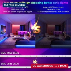 DAYBETTER Led Strip Lights 100 ft Smart with App Remote Control, 5050 RGB for Be