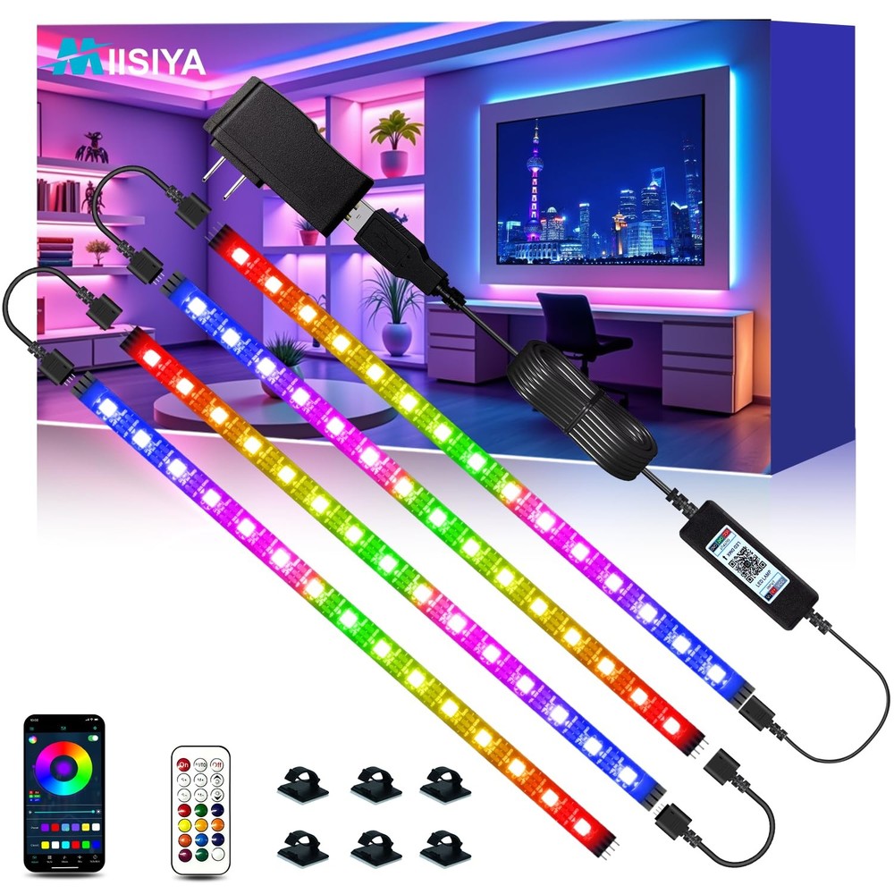 Small LED Strip Lights for Bookshelves,RGBIC Shelves & TV Backlight