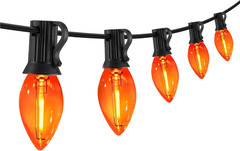 25FT C7 Orange LED Halloween String Lights, Waterproof Outdoor | Shatterproof, C