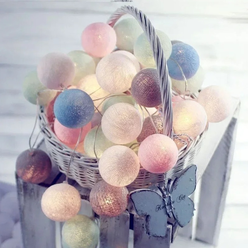 10/20 LED Cotton Ball LED String Lights Fairy Garland Decoration