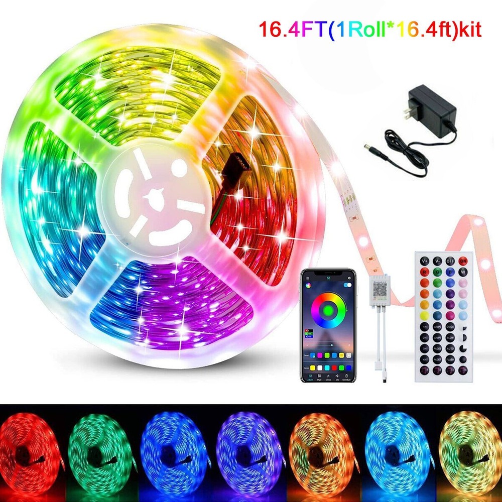 LED Strip Lights 100ft 50ft Music Sync Bluetooth 5050 RGB Room Light with Remote