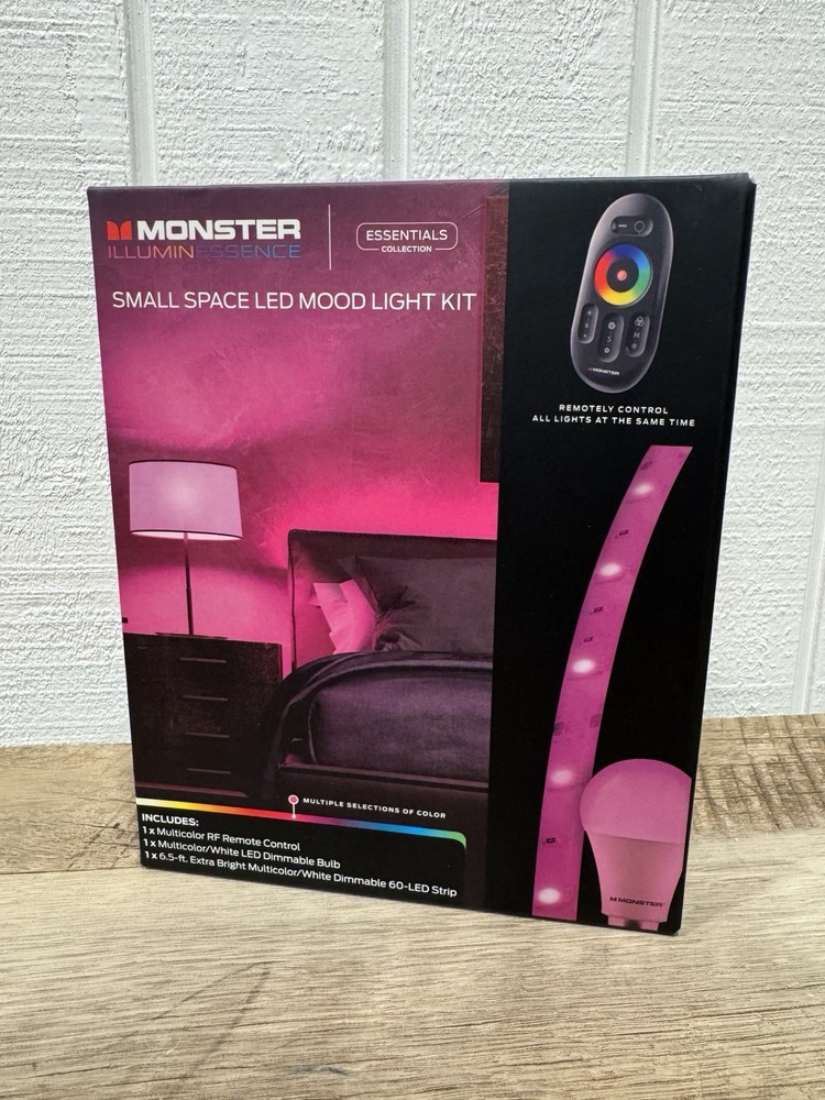 NEW Monster Illuminessence Small Space LED Mood Light Kit w/ Remote Bulb & Strip