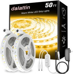 Warm White LED Strip Lights 50Ft, Dimmable 3000K, 900 Leds, 2 Rolls of 25Ft