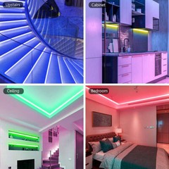 New LED Strip Lights 100ft Music Sync 5050 RGB Room Light with Remote
