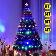 4/5/6/7FT Artificial Christmas Tree Pre Lit / LED Lights / Flocked Holiday Tree