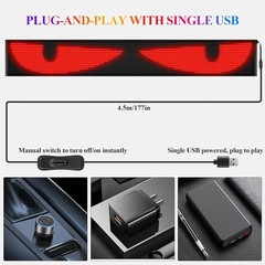 52.4in x 7.6in Extra Large Flexible Easy Install USB Devil Eyes Light for Cars..